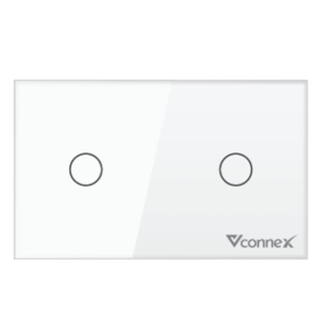 Công tắc thông minh 2 kênh chữ nhật không viền - Trắng