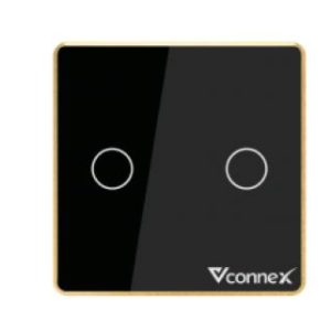 Công tắc thông minh 2 kênh vuông Viền nhôm - Đen