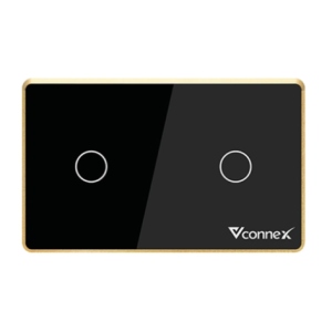 Công tắc thông minh 2 kênh chữ nhật Viền nhôm - Đen