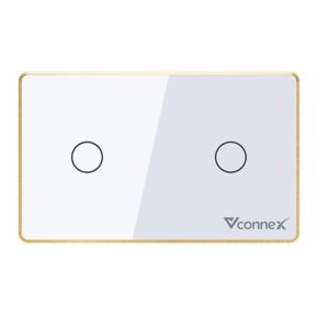 Công tắc thông minh 2 kênh chữ nhật Viền nhôm - Trắng