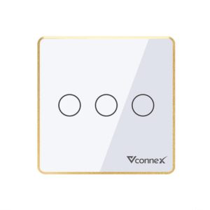 Công tắc thông minh 3 kênh vuông Viền nhôm - Trắng