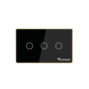 Công tắc thông minh 3 kênh chữ nhật Viền nhôm - Đen