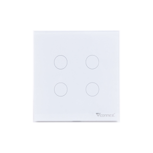 Công tắc thông minh 4 kênh vuông không viền - Trắng