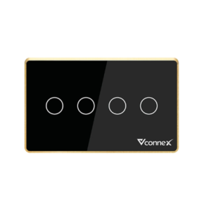 Công tắc thông minh 4 kênh chữ nhật Viền nhôm - Đen