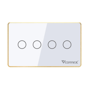 Công tắc thông minh 4 kênh chữ nhật Viền nhôm - Trắng