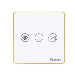 Công tắc rèm đơn vuông viền nhôm - Trắng